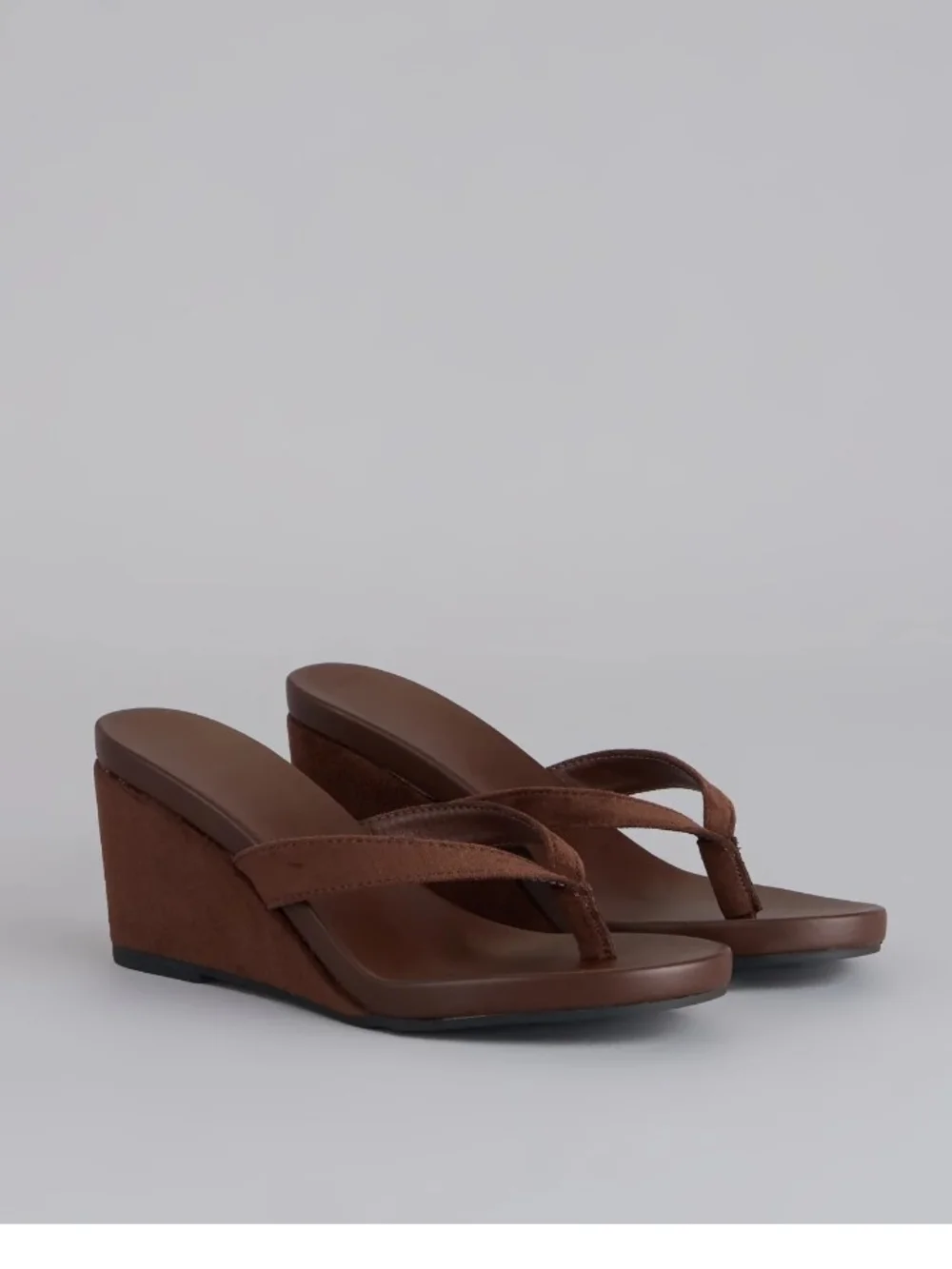 A New Day Women's Brown Wedge/Suede Thong Sandals🤎